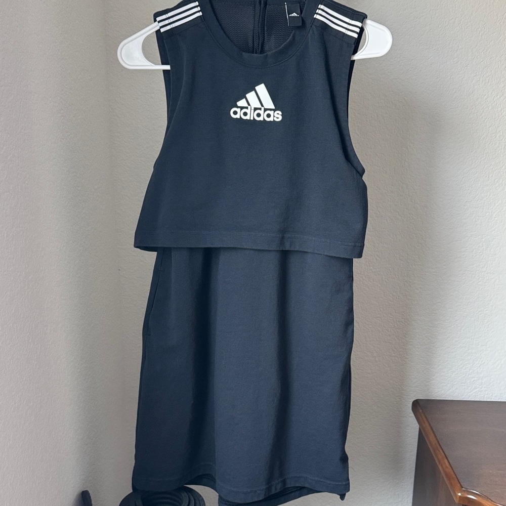 Adidas Black and White Sleeveless Dress